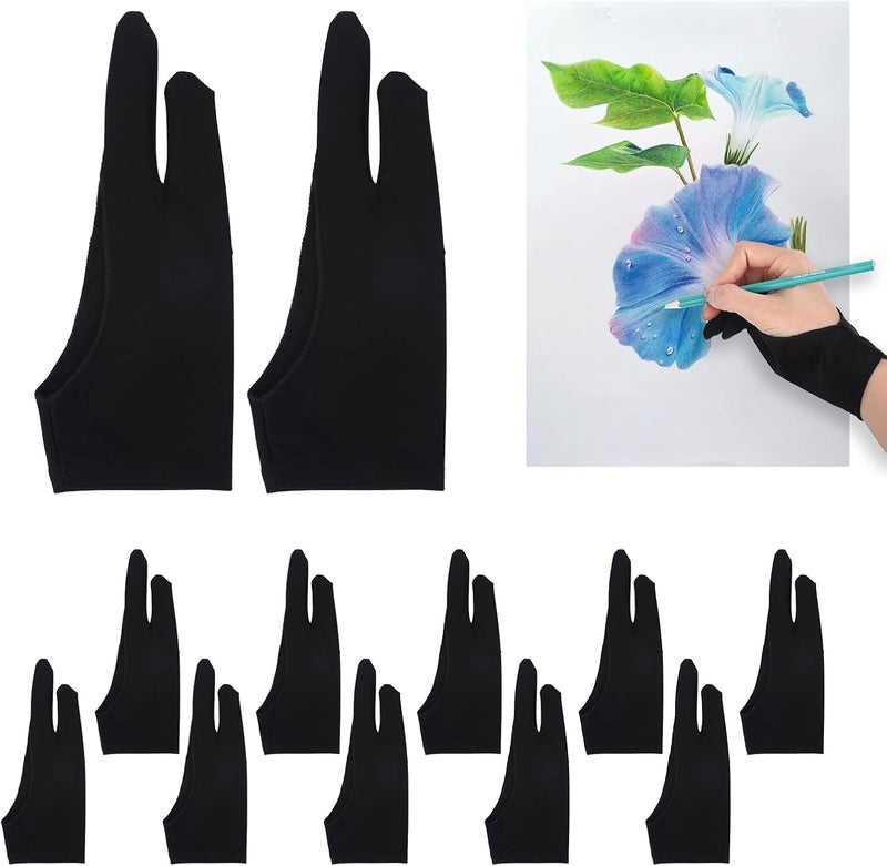 YONHTUTU 12 Pcs Artist Glove for Drawing Tablet, Drawing Glove Right Hand Left Hand for Digital Art Fingers Paper Sketching - Image 1